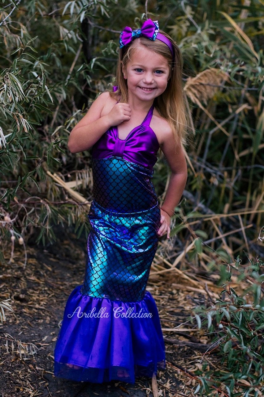 Mermaid Skirt & One Piece Swimsuit Outfit - Iridescent, Green, or