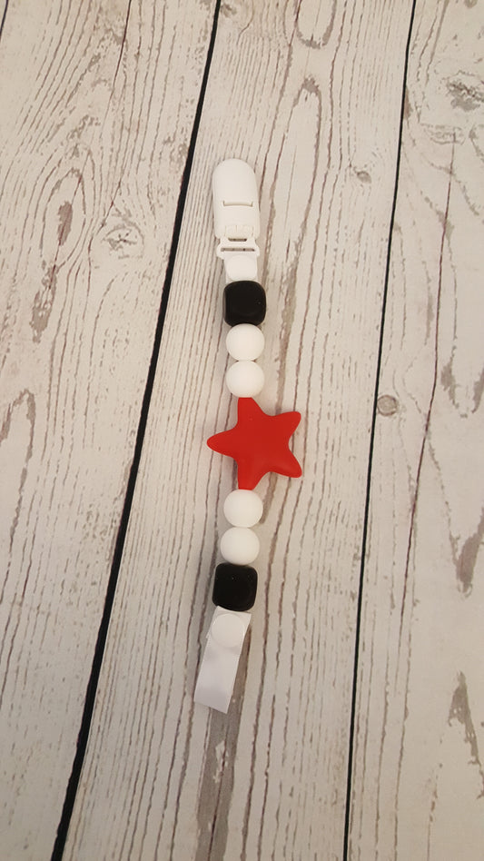 Silicone Pacifier Clip - Red Star - Aribella Collection, Inc.