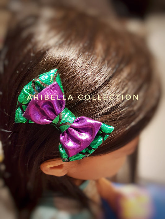 Mermaid Hair Clip Bow - Green, Aqua Blue, or Iridescent Color - Aribella Collection, Inc.