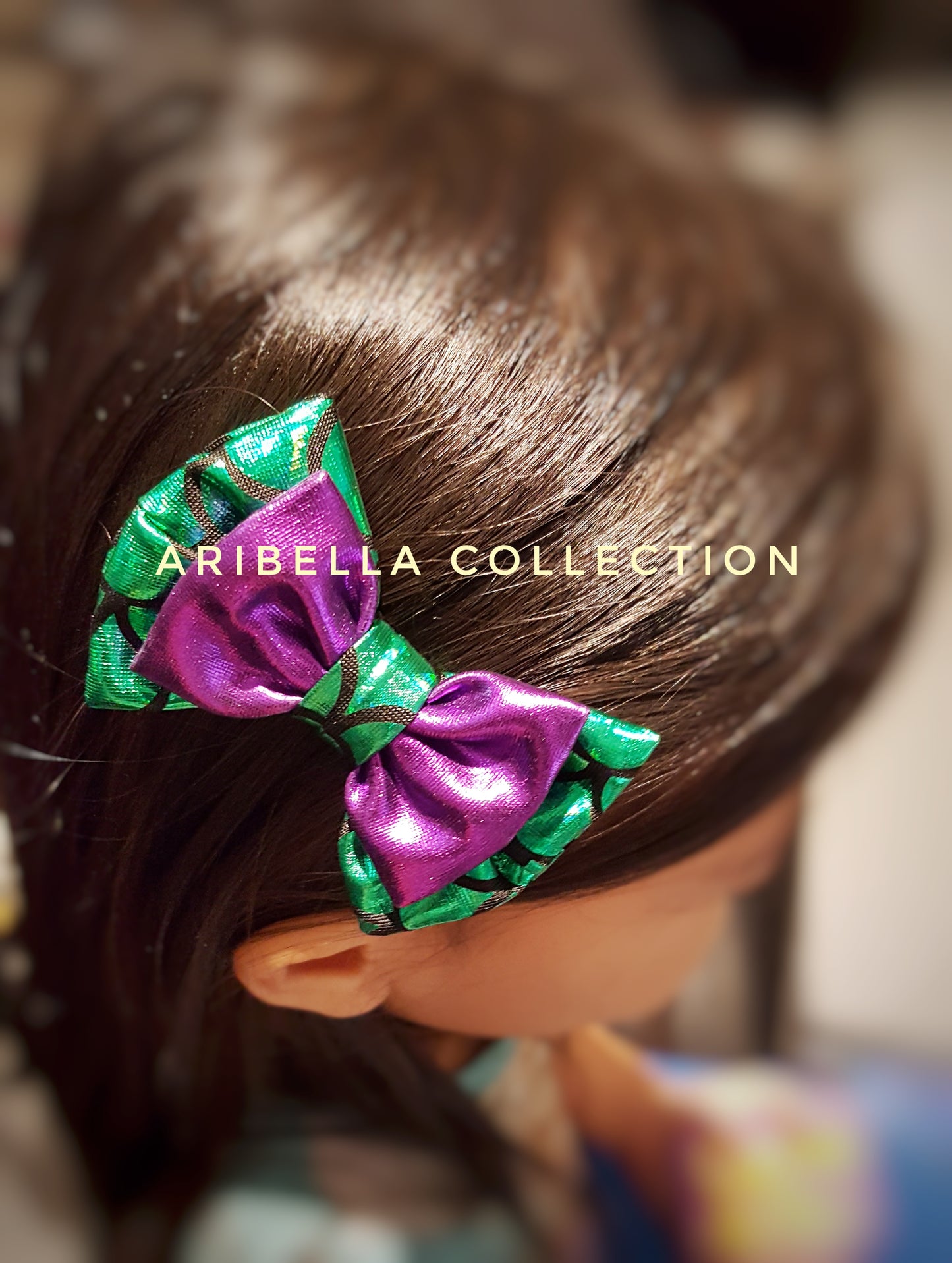 Mermaid Hair Clip Bow - Aqua Blue, Green, or Iridescent Color - Aribella Collection, Inc.