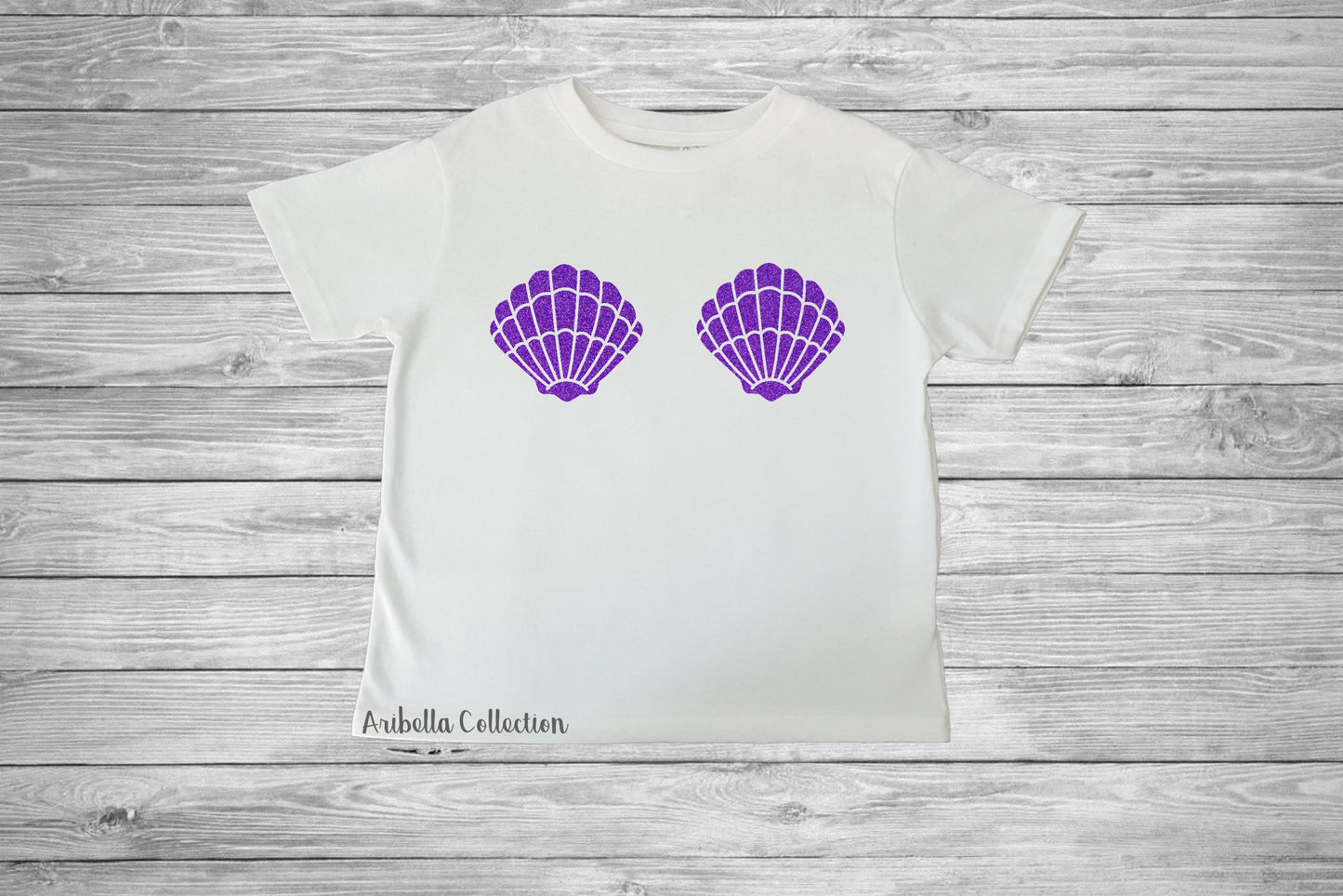 Mermaid Glitter Sea Shells Bodysuit or T-shirt - Aribella Collection, Inc.