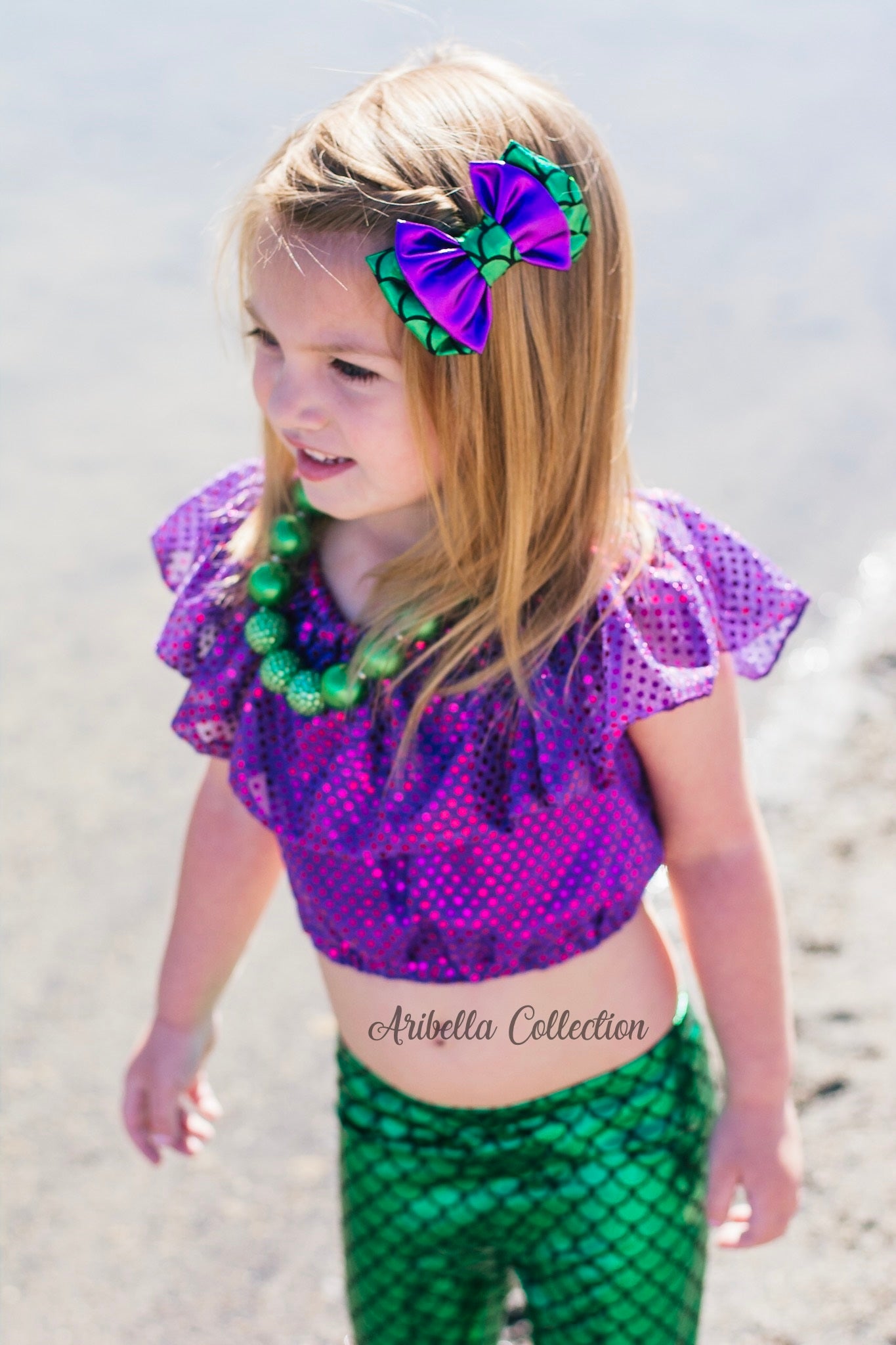 Girls Outfit Set Cotton Dress Legging Mermaid Pocket Heart – Sunny Fashion