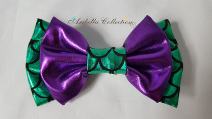 Mermaid Hair Clip Bow - Iridescent, Aqua Blue, or Green Color - Aribella Collection, Inc.
