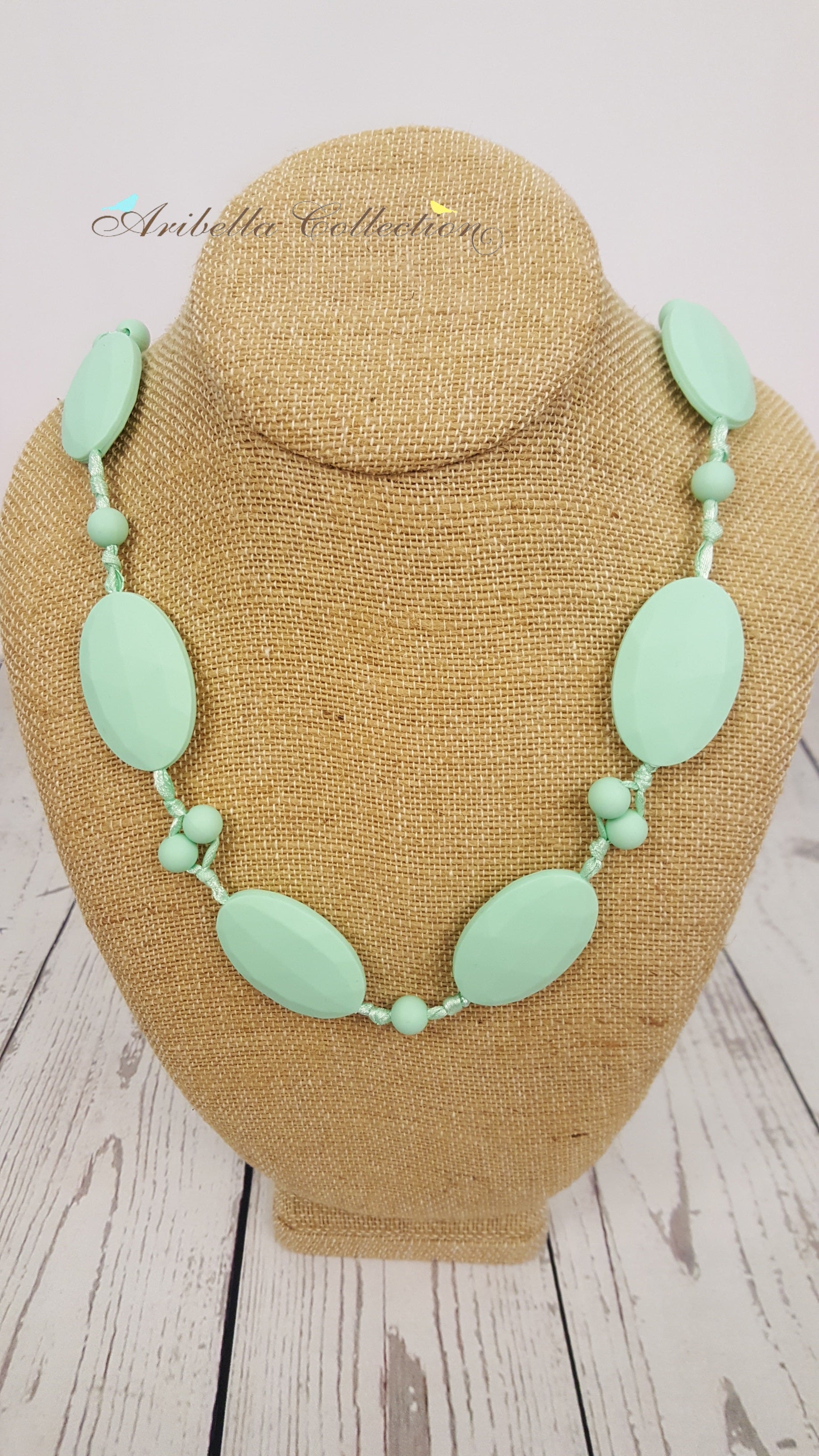 Silicone Necklace - Mint Oval - Aribella Collection, Inc.