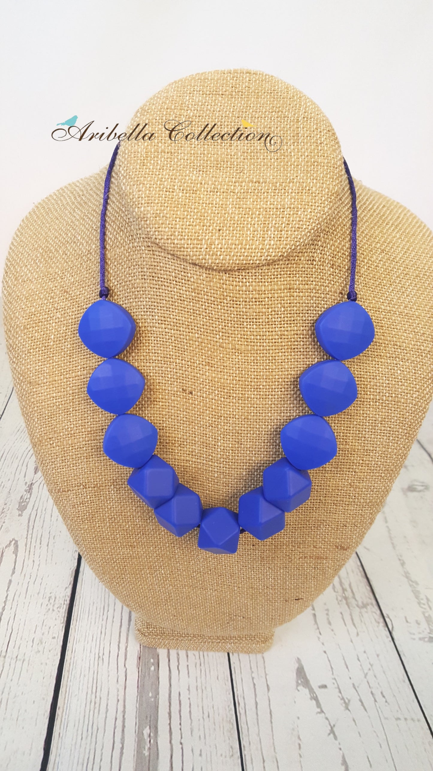 Silicone Necklace - Blue - 2 Shapes - Aribella Collection, Inc.