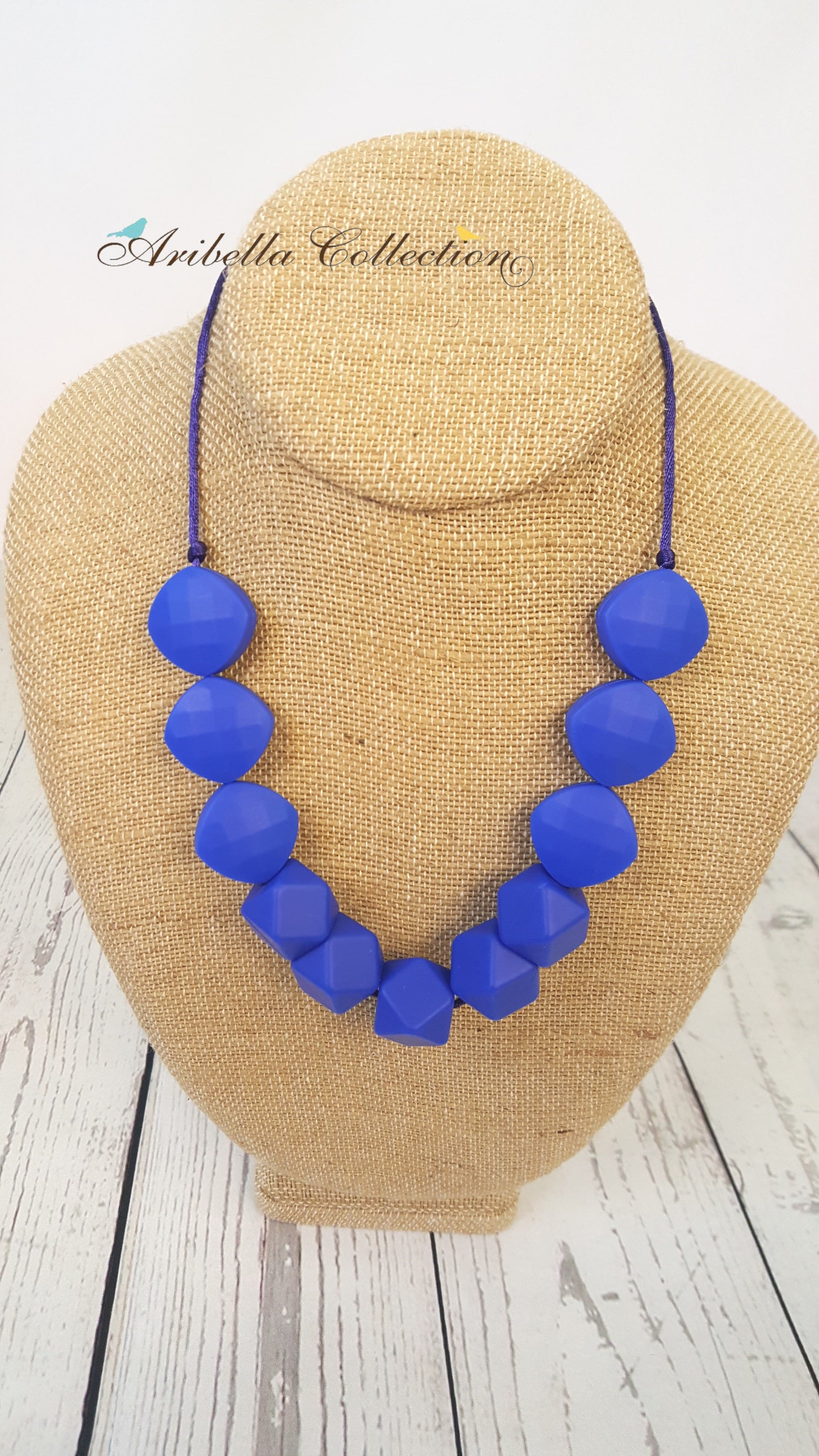 Silicone Necklace - Blue - 2 Shapes - Aribella Collection, Inc.