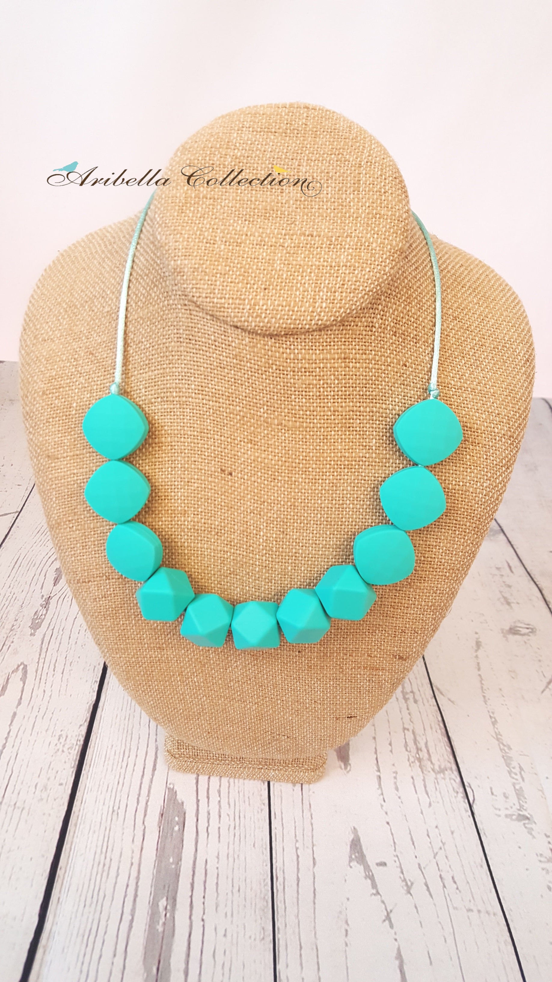 Silicone Necklace - Turquoise - 2 Shapes - Aribella Collection, Inc.