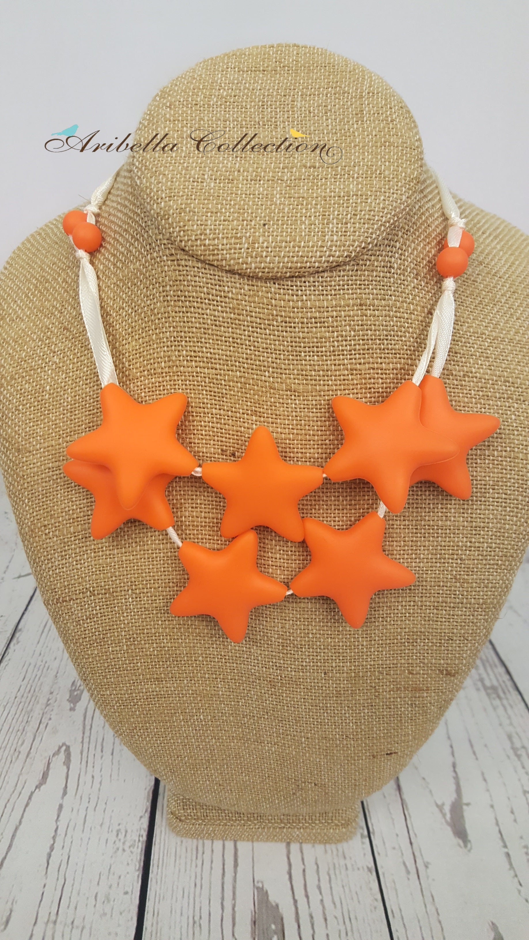 Silicone Necklace - 7 Orange Star - Aribella Collection, Inc.