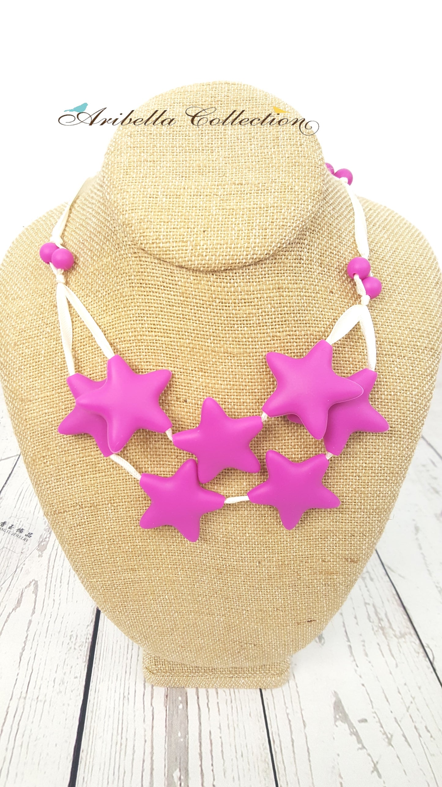 Silicone Necklace - 7 Hot Pink Star - Aribella Collection, Inc.
