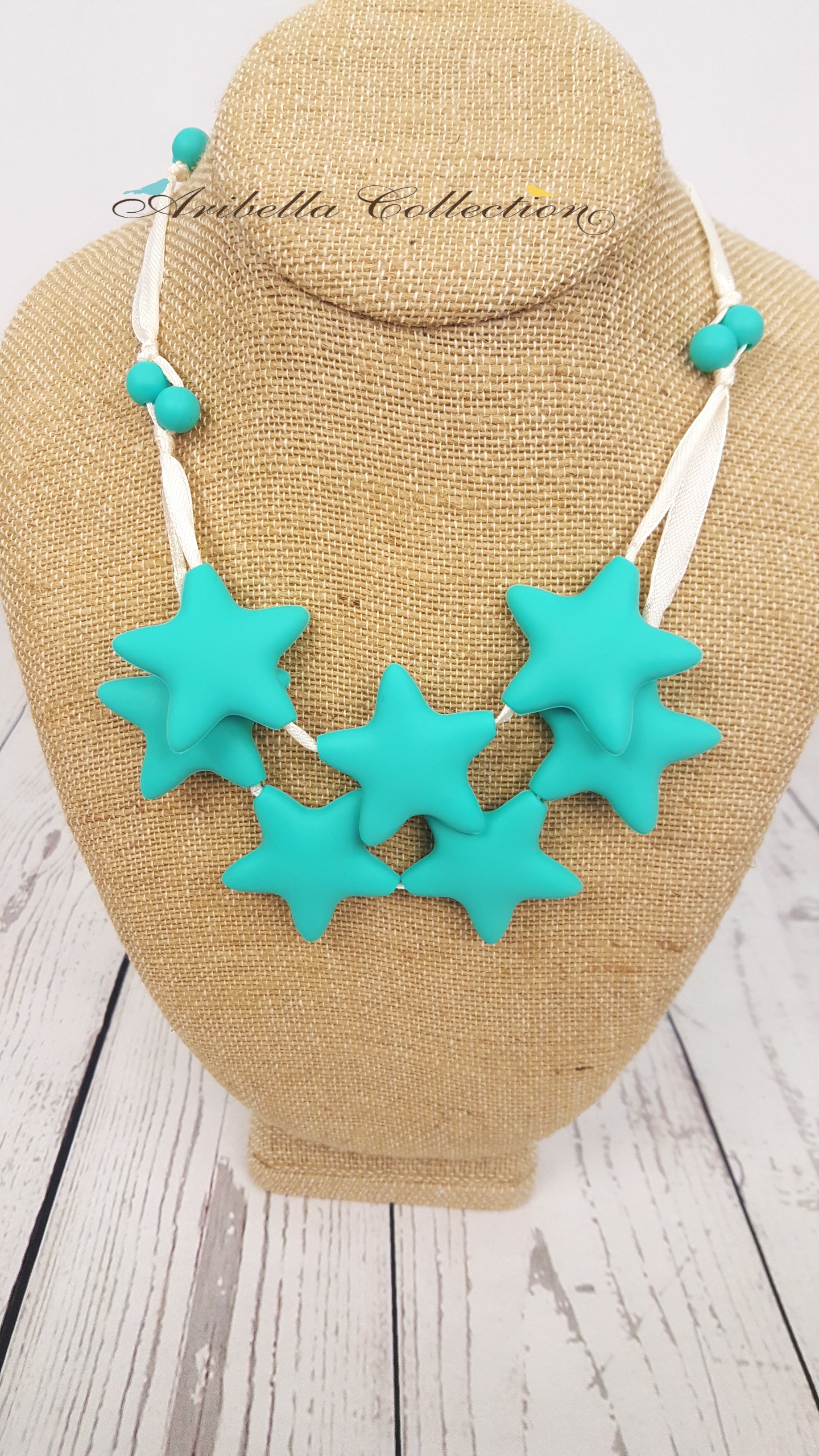 Silicone Necklace - 7 Turquoise Star - Aribella Collection, Inc.