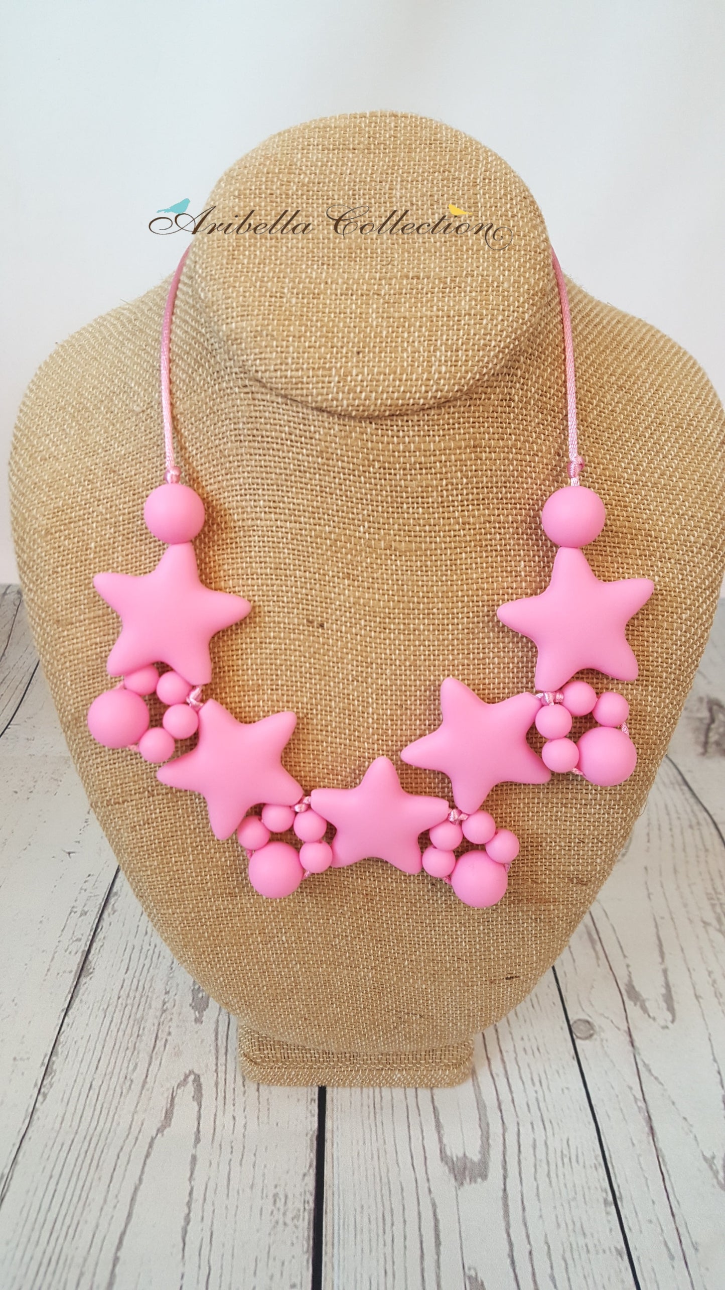 Silicone Necklace - Pink Star - Aribella Collection, Inc.