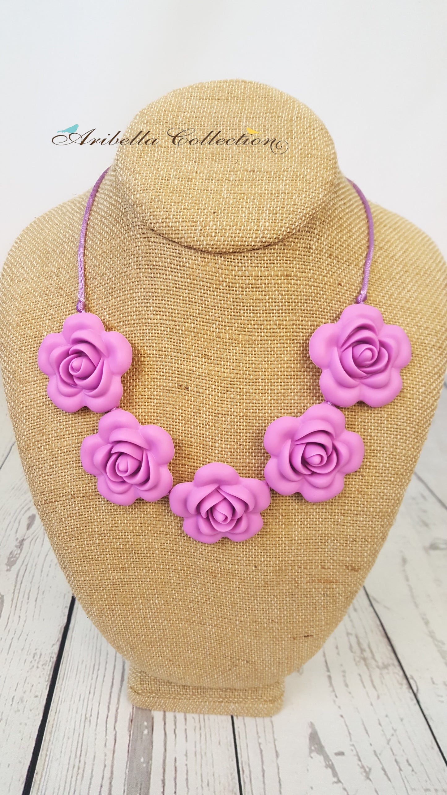Silicone Necklace - Purple Flower - Aribella Collection, Inc.