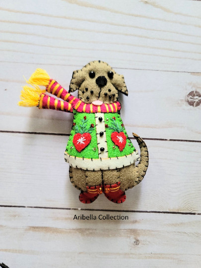 Puppy Dog Vest Felt Ornament - Aribella Collection, Inc.