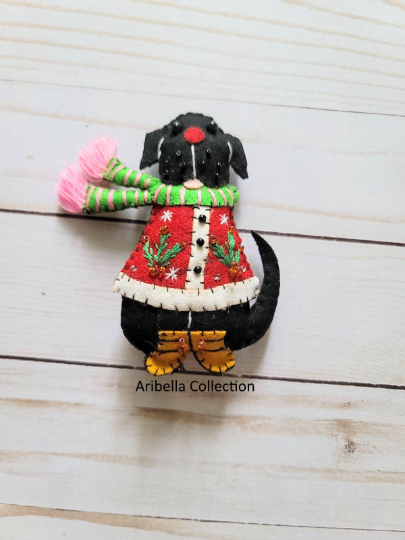 Puppy Dog Vest Felt Ornament - Aribella Collection, Inc.