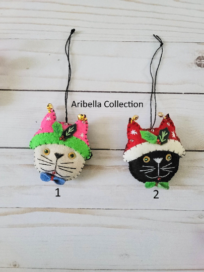 Kitty Cat Head Felt Ornament - Aribella Collection, Inc.