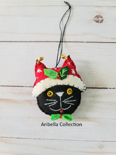 Kitty Cat Head Felt Ornament - Aribella Collection, Inc.