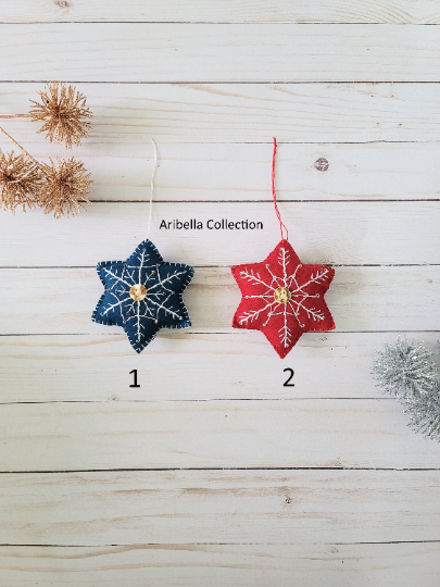 Star Button Snowflake Felt Ornament - Aribella Collection, Inc.