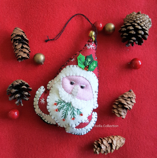 Santa Claus Head Felt Ornament - Aribella Collection, Inc.