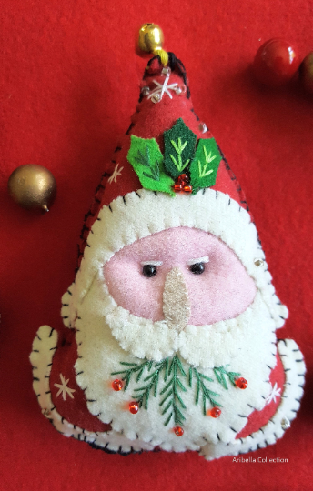Santa Claus Head Felt Ornament - Aribella Collection, Inc.