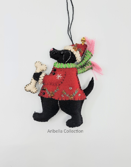 Puppy Dog Bone Felt Ornament - Aribella Collection, Inc.