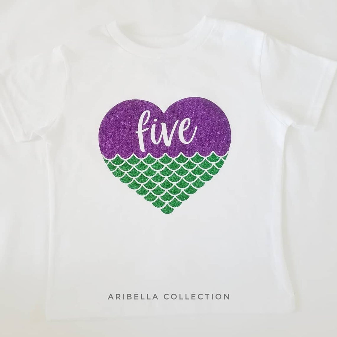 Mermaid Heart w/ Age# Bodysuit or T-shirt - Aribella Collection, Inc.