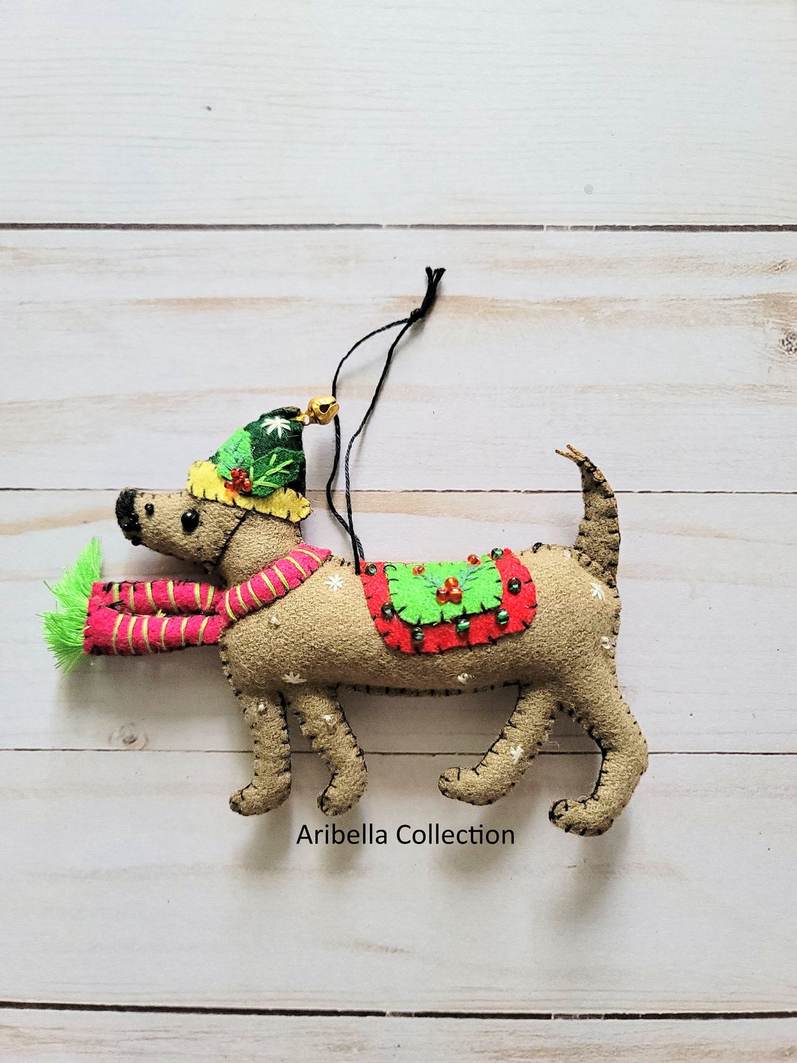 Puppy Dog Hat Felt Ornament - Aribella Collection, Inc.
