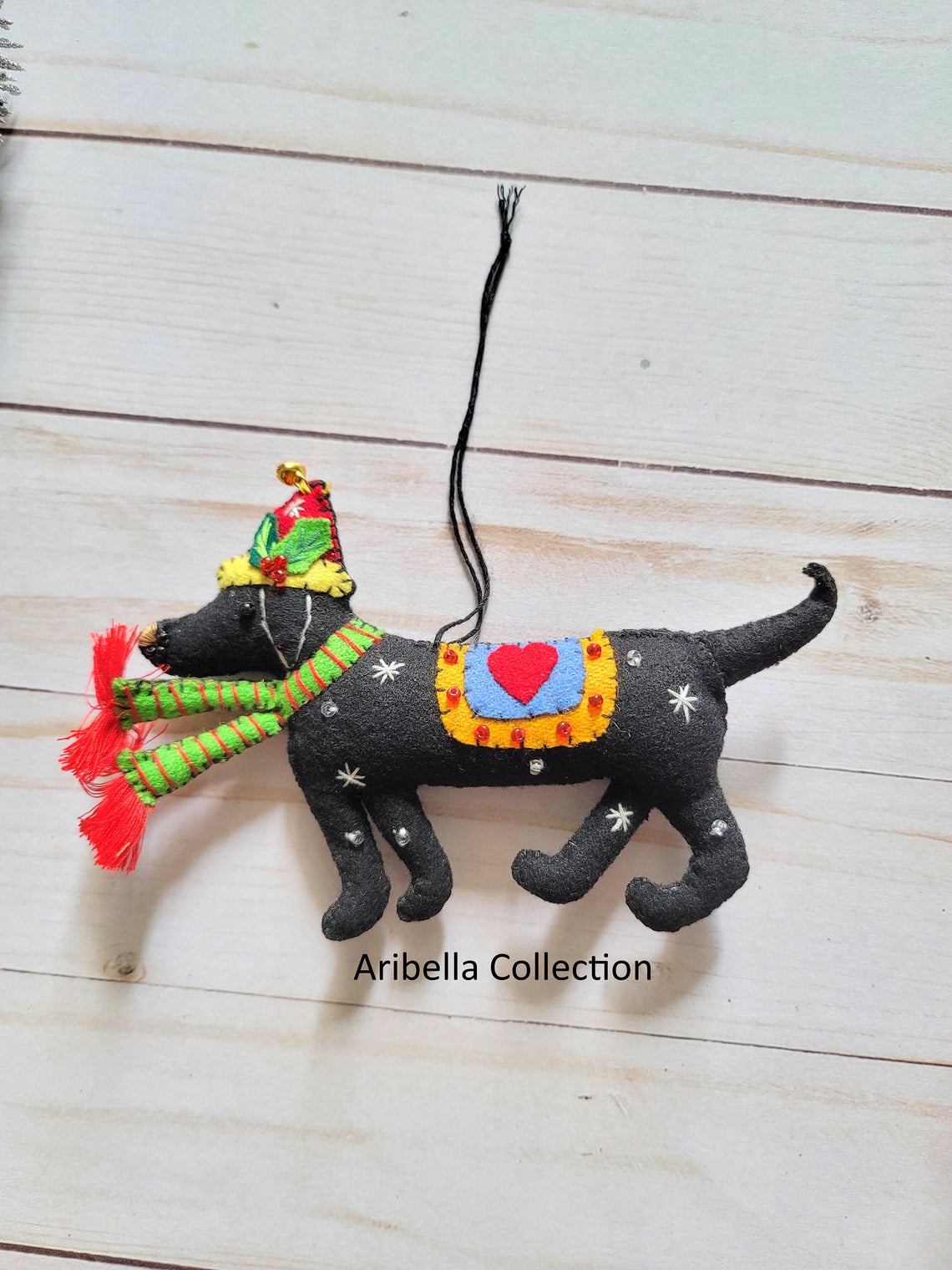Puppy Dog Hat Felt Ornament - Aribella Collection, Inc.