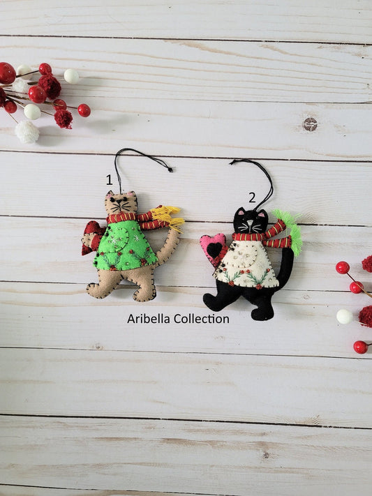Kitty Cat Heart Felt Ornament - Aribella Collection, Inc.
