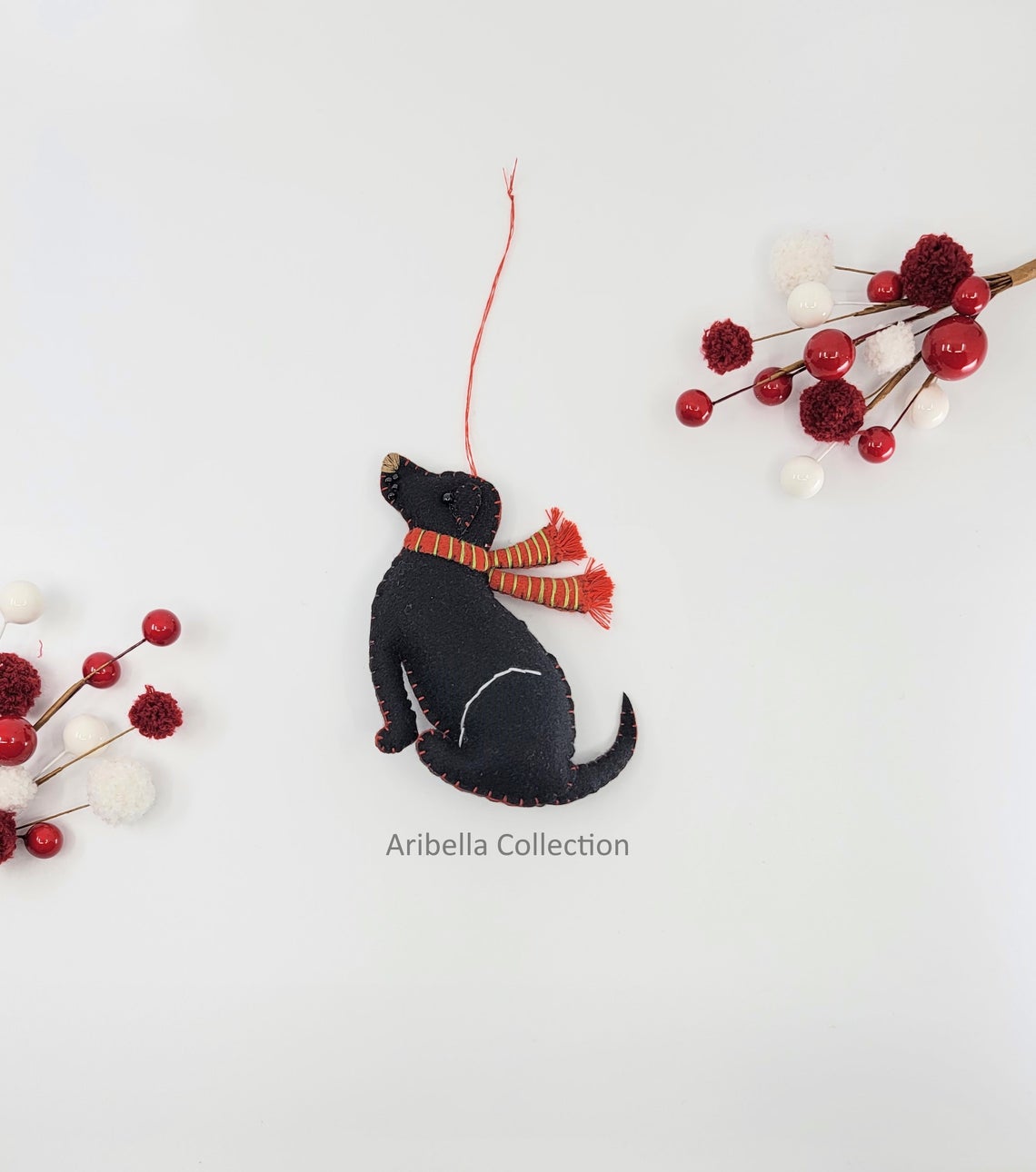 Puppy Dog Scarf Felt Ornament - Aribella Collection, Inc.