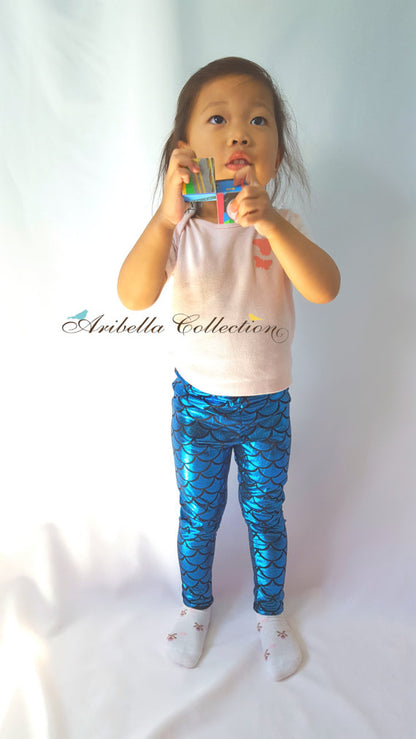 Mermaid Leggings - Blue - Aribella Collection, Inc.