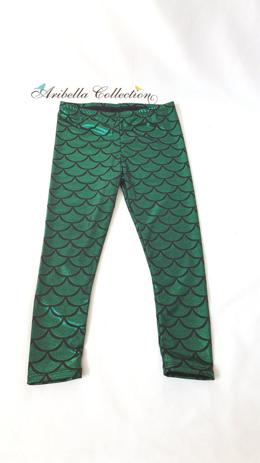 Mermaid Leggings - Green - Aribella Collection, Inc.