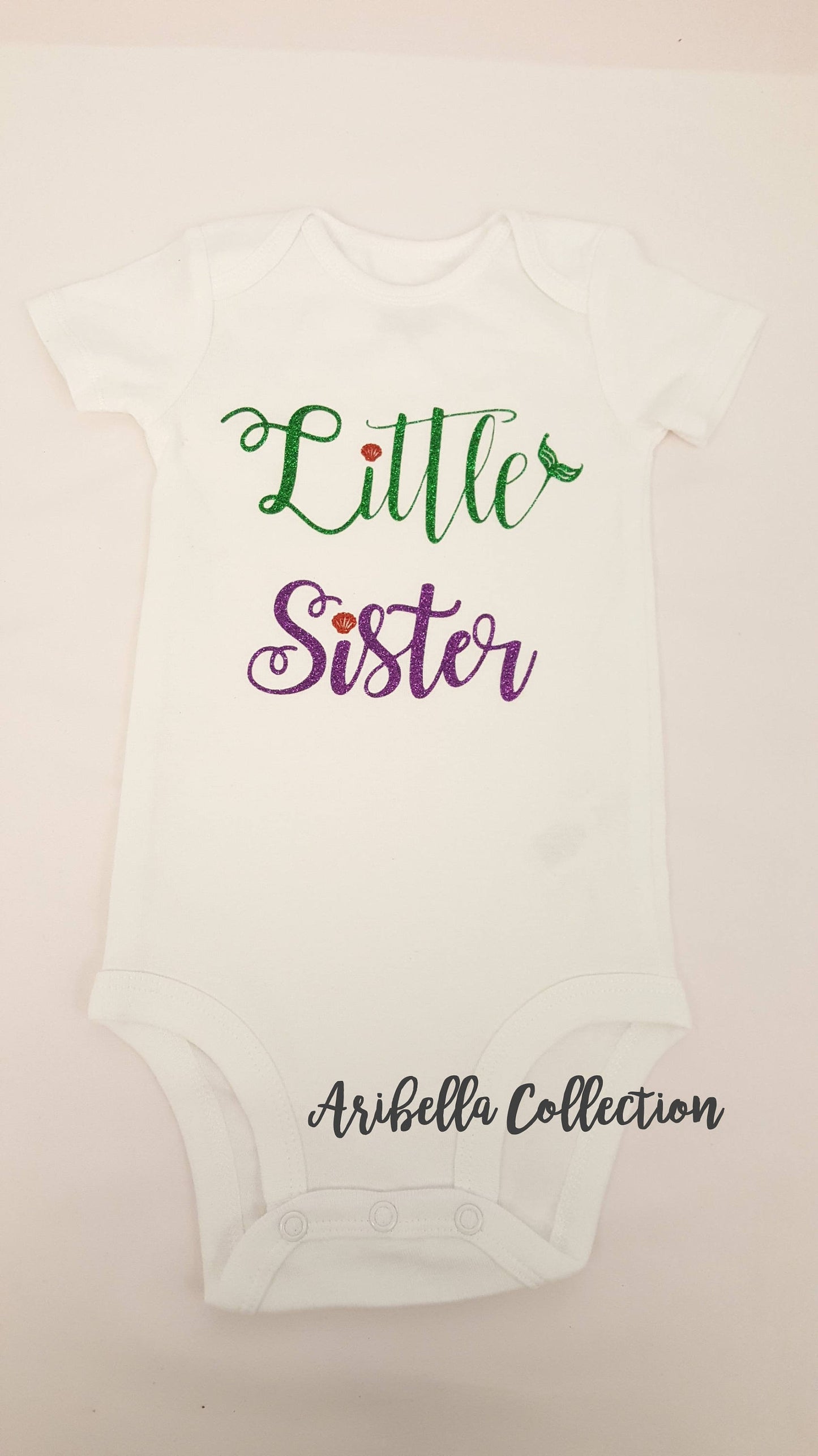 Mermaid Big Sister or Little Sister Glitter Bodysuit or T-shirt - Aribella Collection, Inc.