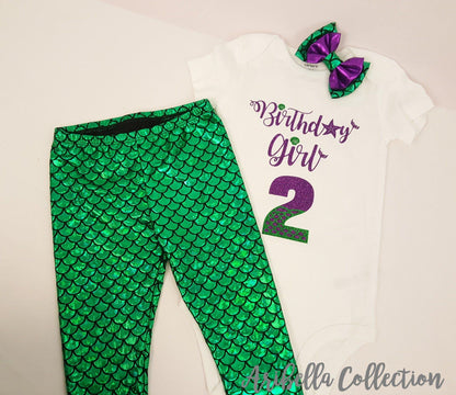 Birthday Girl Outfit - Bodysuit or T-shirt, Legging, & Hair Clip Bow - Aribella Collection, Inc.