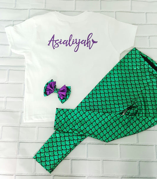Personalized Name Outfit - Bodysuit or T-shirt, Legging, & Bow - Aribella Collection, Inc.