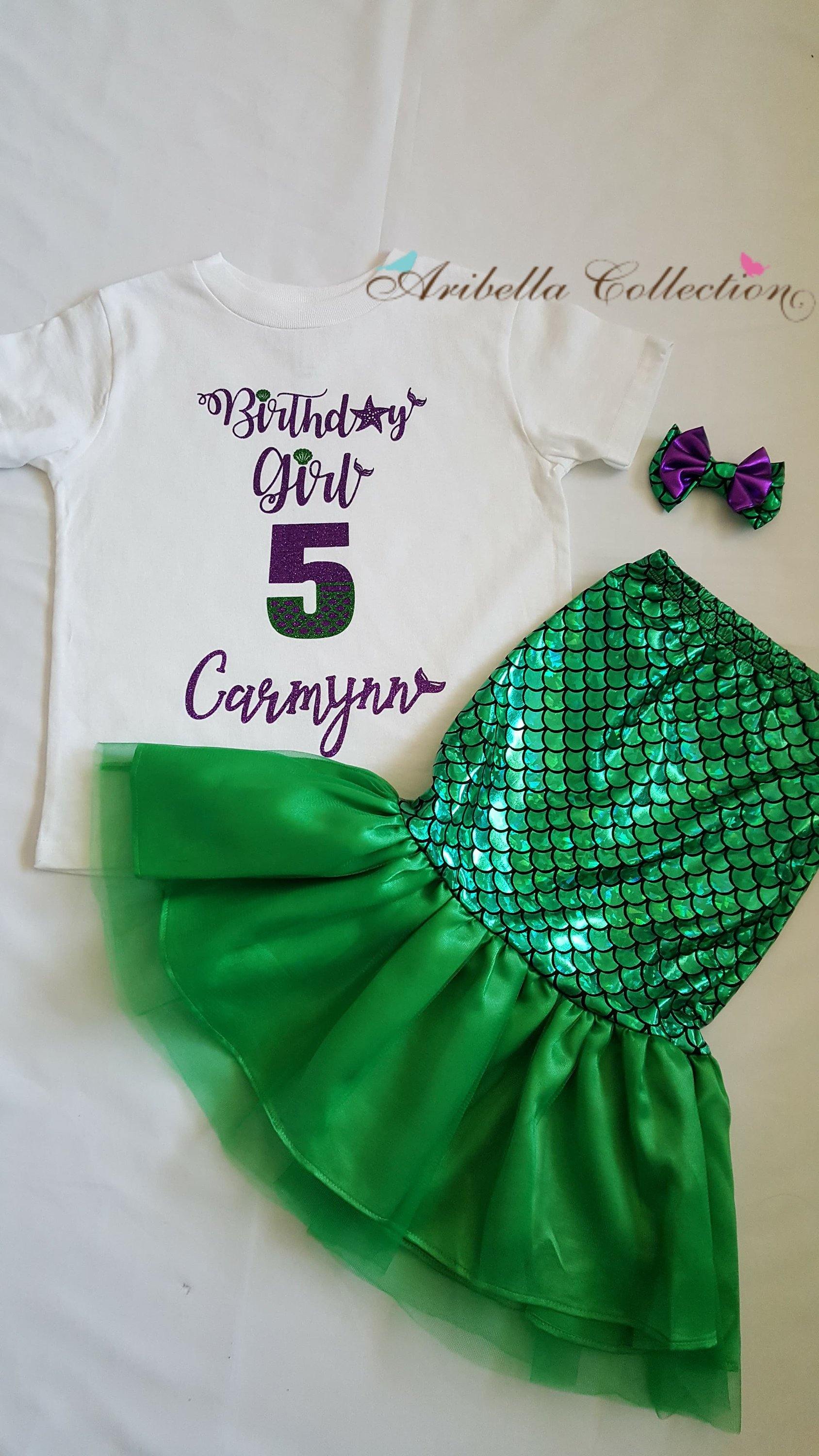 Birthday Girl Personalized Name Bodysuit or T-shirt, Skirt, & Bow - Aribella Collection, Inc.