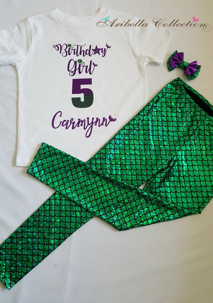Birthday Girl Personalized Bodysuit or T-shirt, Legging, & Bow Outfit - Aribella Collection, Inc.