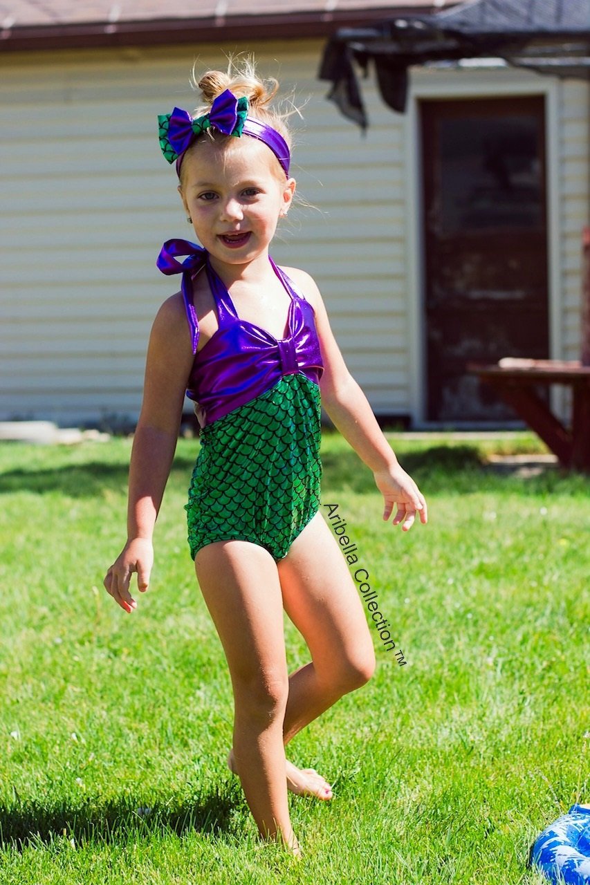 Mermaid Skirt & One Piece Swimsuit Outfit - Iridescent, Green, or Aqua