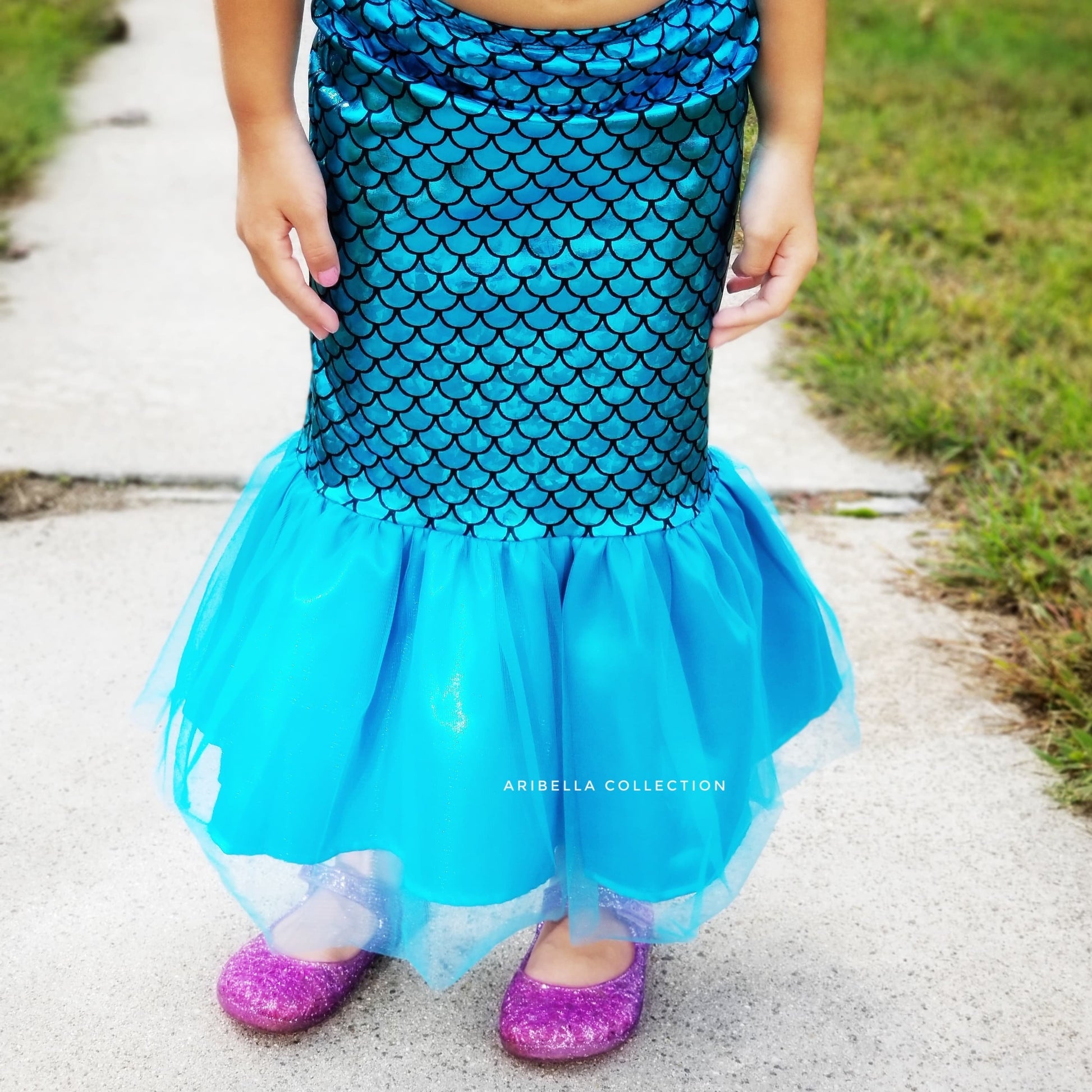 Mermaid Skirt & One Piece Swimsuit Outfit - Iridescent, Green, or Aqua –  Aribella Collection, Inc.